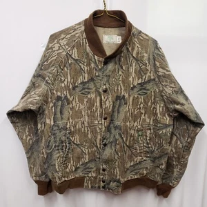 Vintage Mossy Oak Treestand Bomber Jacket Size XL Made In USA 27" x 30" - Picture 1 of 14