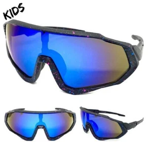 Niños Niños Niñas Deportes Béisbol Ciclismo Retro Envolvente Escudo GAFAS DE SOL Edades 6-12 - Imagen 1 de 6