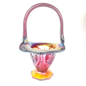 Indiana Carnival Glass Red Heirloom Handled Basket - Picture 1 of 10