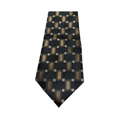 Corbata Versa Milan para hombre dorada/marrón y negra 3,7” W x 57” L Foto 1 de 4