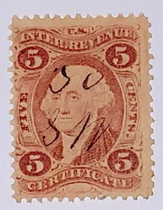 Travelstamps: 1862-71 US Revenue Stamp Scott #R24c 1st Issue 5c Certificate USED - Picture 1 of 5