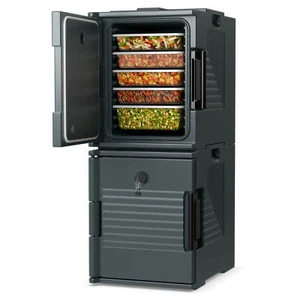 Paquete de 2 portadores de sartén de alimentos aislados de carga final caliente y fría capacidad de 6 sartenes con mango - Imagen 1 de 9