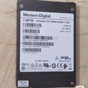 4pcs WD SN640 7.68TB NVME U.2 PCIE WUS4BB076D7P3E3 OTS1930 Ultrastar SSD - Afbeelding 1 van 3