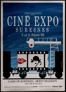Original Linenbacked French CINE EXPO FILM FESTIVAL Art By Lourdes de Oliveira - Picture 1 of 1