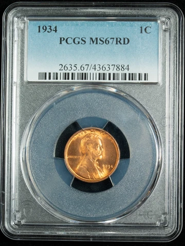 1934 PCGS MS 67 RD Lincoln Cent 1C Item#10022 Cover