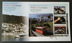 2003 New Zealand Stamps Exhibition Welpex Stampshow Miniature Sheet on FDC - Picture 1 of 2