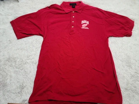 VTG NHL Detroit Red Wings Red Polo Golf Shirt Antigua Embroidered XL 1997 Champs Cover