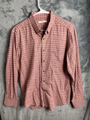 Camisa de vestir de franela Ingram talla 16 41 a cuadros rosa melocotón 100 % algodón Foto 1 de 4