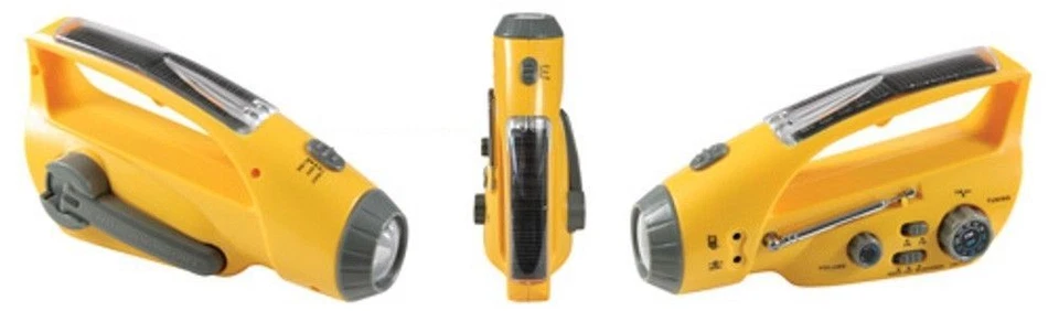 Yellow LED Solar Wind Up Flashlight With Radio 80003 Rothco  - Image 1 of 1