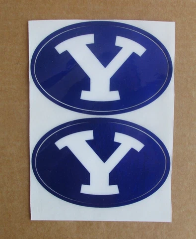 BYU COUGARS COLLEGE FOOTBALL AUTHENTIC HELMET DECALS BLUE SET OF 2 Cover