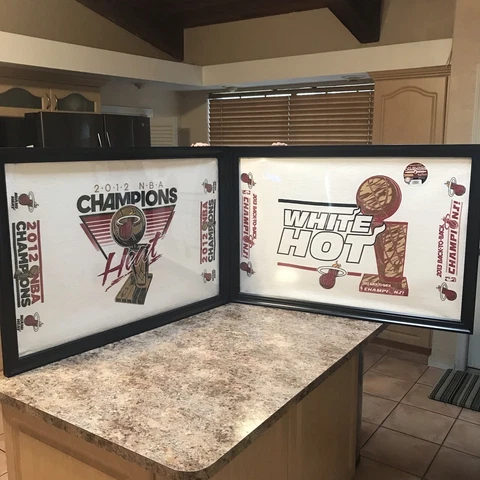 Miami Heat 2012 2013 NBA Champions Towels White Hot 28"x42" Framed *Please Read* Cover