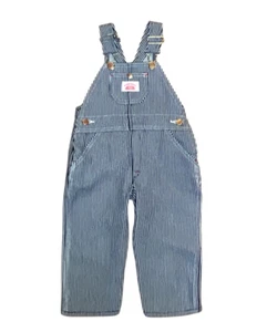 Deadstock Vintage Round House Kids Navy & White Striped Conductor Overalls 2T - Picture 1 of 5