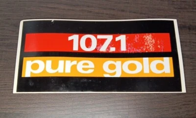107.1 Pure Gold Radio Broadcast Station Decal Bumper Sticker Vintage - Image 1 of 2