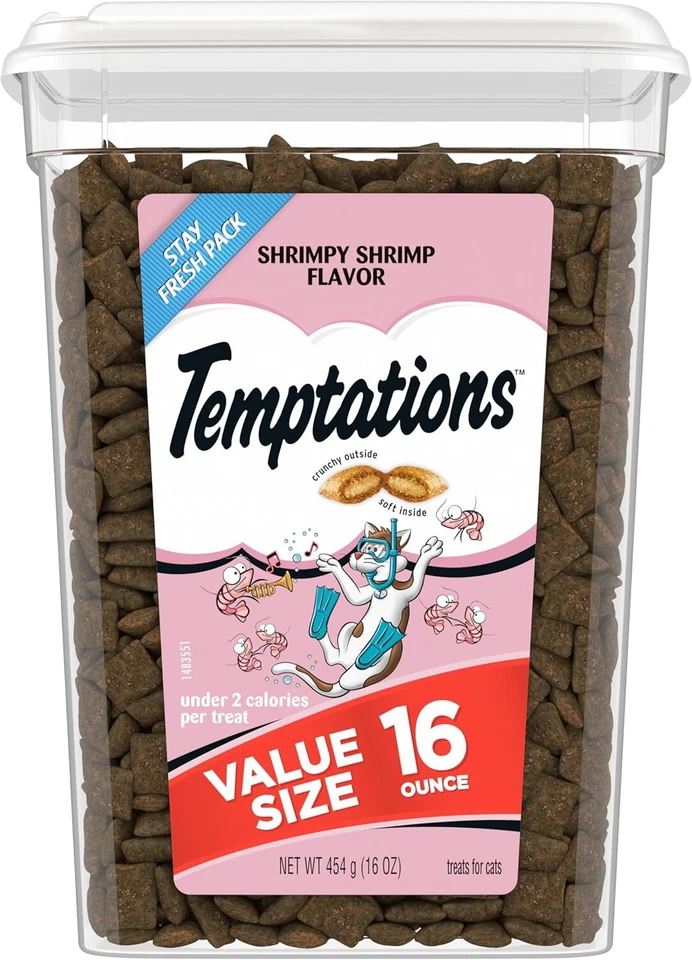 TEMPTATIONS Cat Treats 100 Nutritionally Shrimpy Shrimp Flavor 16oz