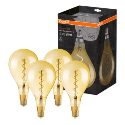 4 x Osram Vintage 1906 LED Spiral Filament Birne A160 5W E27 gold extra warmweiß - Bild 1 von 4
