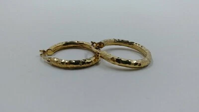 Diamond Cut Hoop Earrings, Yellow Gold Plated - Image 1 of 4