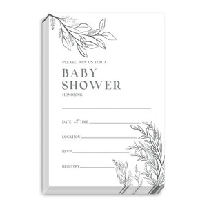 Minimalist Baby Shower Invitations 25 Count Floral Art Gender Neutral Party - Picture 1 of 5