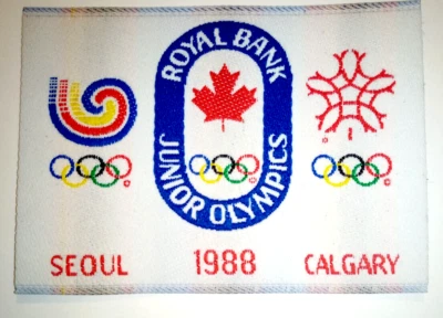 Royal Bank Junior Olympics Seúl 1988 Calgary tarjeta rígida parche insignia escudo Foto 1 de 4
