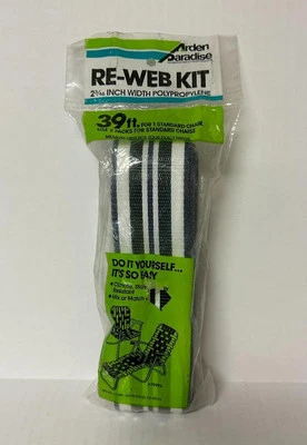 Silla de césped de 39 pies chaise correas blancas azul marino rayas verdes paraíso nueva de Lote Antiguo Foto 1 de 3