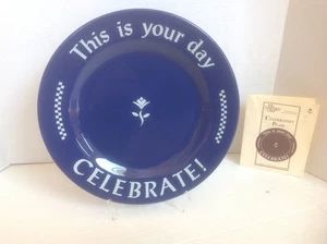 Pampered Chef “This Is Your Day CELEBRATE!” Cobalt Blue 10.5” Birthday Plate - Picture 1 of 3