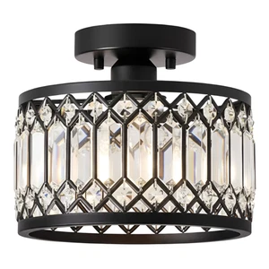 Moderne runde LED-Kristall-Deckenleuchte Unterputzlampe für Flur Bauernhaus UK - Bild 1 von 19