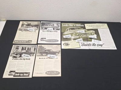 5 Vintage 1950 BUICK ADS Original Print Ad Literature - Image 1 of 4