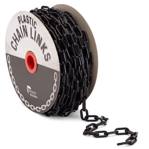 Black Chain for Parking Barrier - 100-Foot, 1.5-Inch Links - Plastic Safety C... - Picture 1 of 8