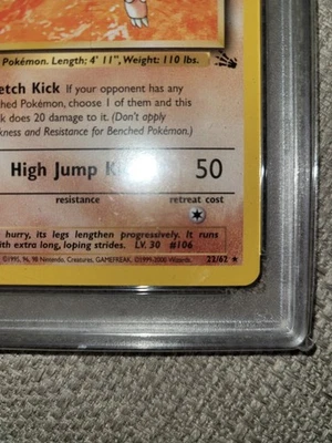 Pokemon Fossil Red Logo 3rd Print Hitmonlee 22/62 Psa 9 - Image 1 of 3