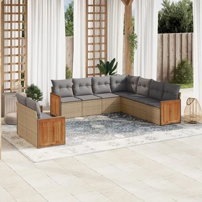 Vidaxl Gartenmöbel Sofa Garnitur Gartengarnitur Garten Sitzgruppe 10-tlg. Beige  - Bild 1 von 4