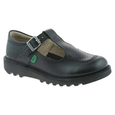 Kickers Niña T Cuero Negro Regreso Al Zapatos de Colegio Elegante GB 12.5 Eu 31 - Imagen 1 de 4
