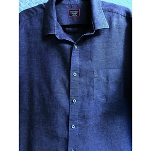 Untuckit Cameron S/S Navy Linen Shirt Size XXXL Easy Care Beachy Casual Resort - Picture 1 of 3