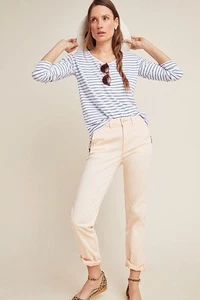 Pantalones Chinos Relajados Anthropologie Talla 27 Naranja Pálido Melocotón Elastizados Nuevos $90 Etiqueta - Imagen 1 de 9