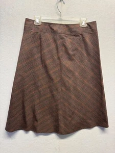 Christopher & Banks Petite Plaid Brown A-Line Skirt 10P Polyester/Rayon Blend - Picture 1 of 9