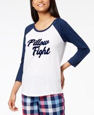 Jenni By Jennifer Moore Womens Raglan-Sleeve Graphic Pajama Top Pillow Fight XS