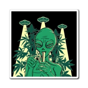 Alien Vibes Magnet - Retro Sci-Fi Wohndeko, lustiges Geschenk, Küche Kiffer Deko - Bild 1 von 3