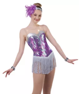 Dance Costume 4XL Adult Purple AWCT V2452 Jazz Tap Sequins Fringe - Picture 1 of 3