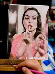 Ana de Armas Bleistiftzeichnung 9” x 12” Portrait Kunstwerk Ballerina Messer aus - Bild 1 von 2