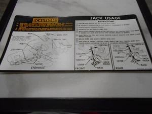 1976-77 Reproduction Malibu & Monte Carlo Reg. Wheel Jack Instructions Decal - Picture 1 of 1