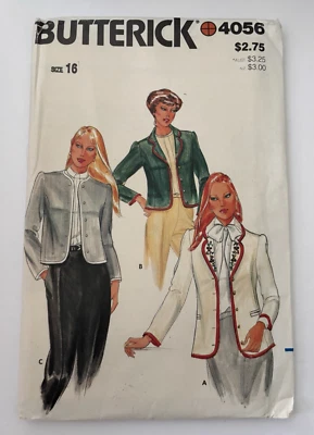 Chaqueta Blazer Butterick 4056 Patrón Costura Mujer Talla 16 SIN CORTAR - De Colección Años 70’s Foto 1 de 3