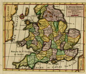 Antique Map-South England and counties-London-Sussex-Kent-Wales-Sanson-ca. 1720 - Picture 1 of 5