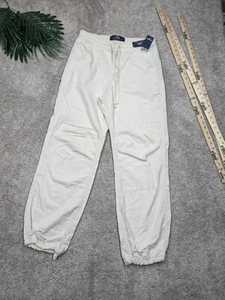 Hollister Parachute Baggy Pants Mens Small Off-White Jogger 90s Y2K NWT $49.95 - Picture 1 of 12