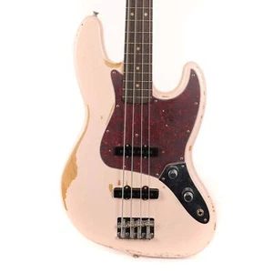 Fender Floh Jazz Bass Palisander Griffbrett im Straßenverkehr getragene Schale pink - Bild 1 von 8