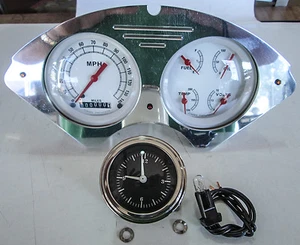 1955-56 Chevrolet Custom Gauge/Panel Set (White/Red Needles) (# 9.34C) - Foto 1 di 1