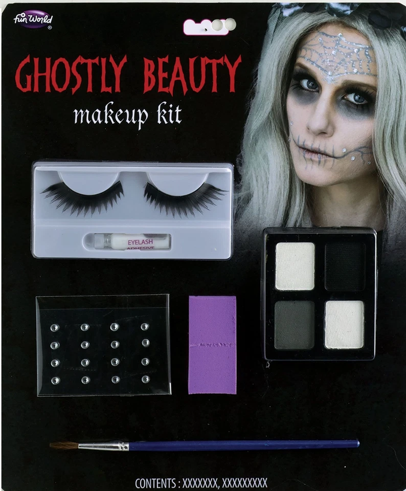 Halloween Ghostly Beauty Makeup Kit with Makeup, Lashes, Brush, Gems, Sponge - Image 1 of 1