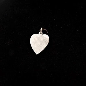 NOS Flat Textured Heart Solid Sterling Silver Charm Pendant - Picture 1 of 2