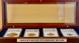 1999-W 4-COINS SET GOLD EAGLE NGC PF70 ULTRA CAMEO SIGNED BY JOHN MERCANTI - Picture 1 of 7