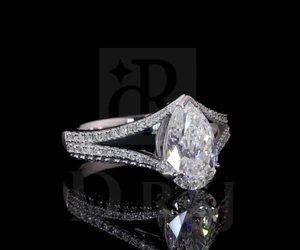 2.57CTW Pear Shape Lab-Grown Diamond Earring, DEF Color VVS-VS Clarity 14K WG - Picture 1 of 7