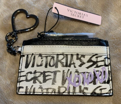 Victoria’s Secret Negro Blanco XO Estuche para Tarjetas de Crédito Monedero con: Llavero Foto 1 de 4