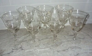 Gray Cut Vine Plant Flared Water Wine 7 Goblets Glasses 12 oz Bulbous Stem EXC - Picture 1 of 10