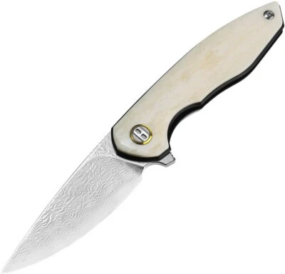 Cuchillos Bestech Bambi Liner Cuchillo Plegable 3.13" Hoja de Acero Damasco Mango de Hueso Foto 1 de 2